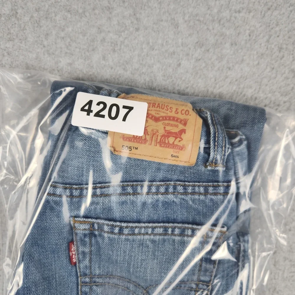 Levi's 505 Regular Jeans Kids 6 Blue Denim Faded Straight Leg Adjustable Waist